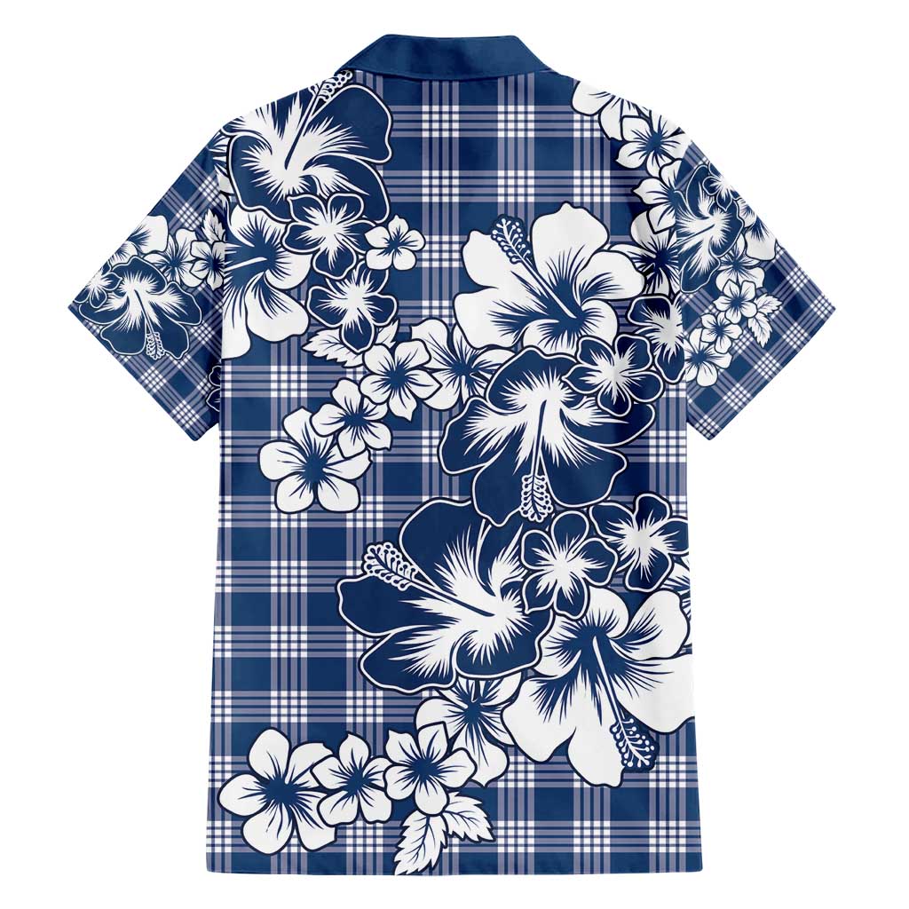 Hibiscus Pakala Cobalt Blue Royal Family Matching Short Sleeve Bodycon Dress and Hawaiian Shirt Tropical Floral Stylized LT01 - Polynesian Pride