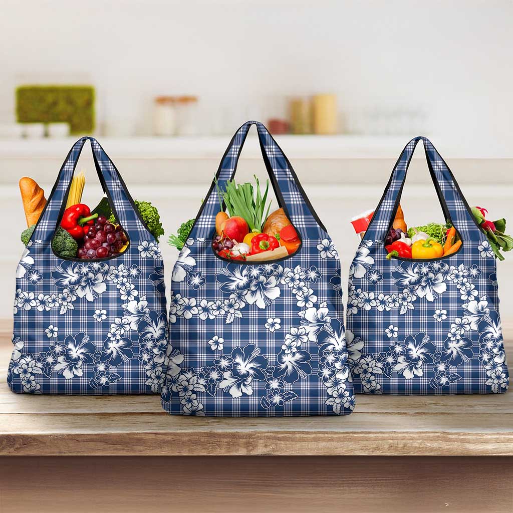 Hibiscus Pakala Cobalt Blue Royal Grocery Bag Tropical Floral Stylized - Polynesian Pride