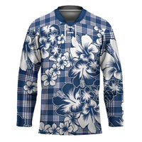 Hibiscus Pakala Cobalt Blue Royal Hockey Jersey Tropical Floral Stylized LT01 Unisex Blue - Polynesian Pride