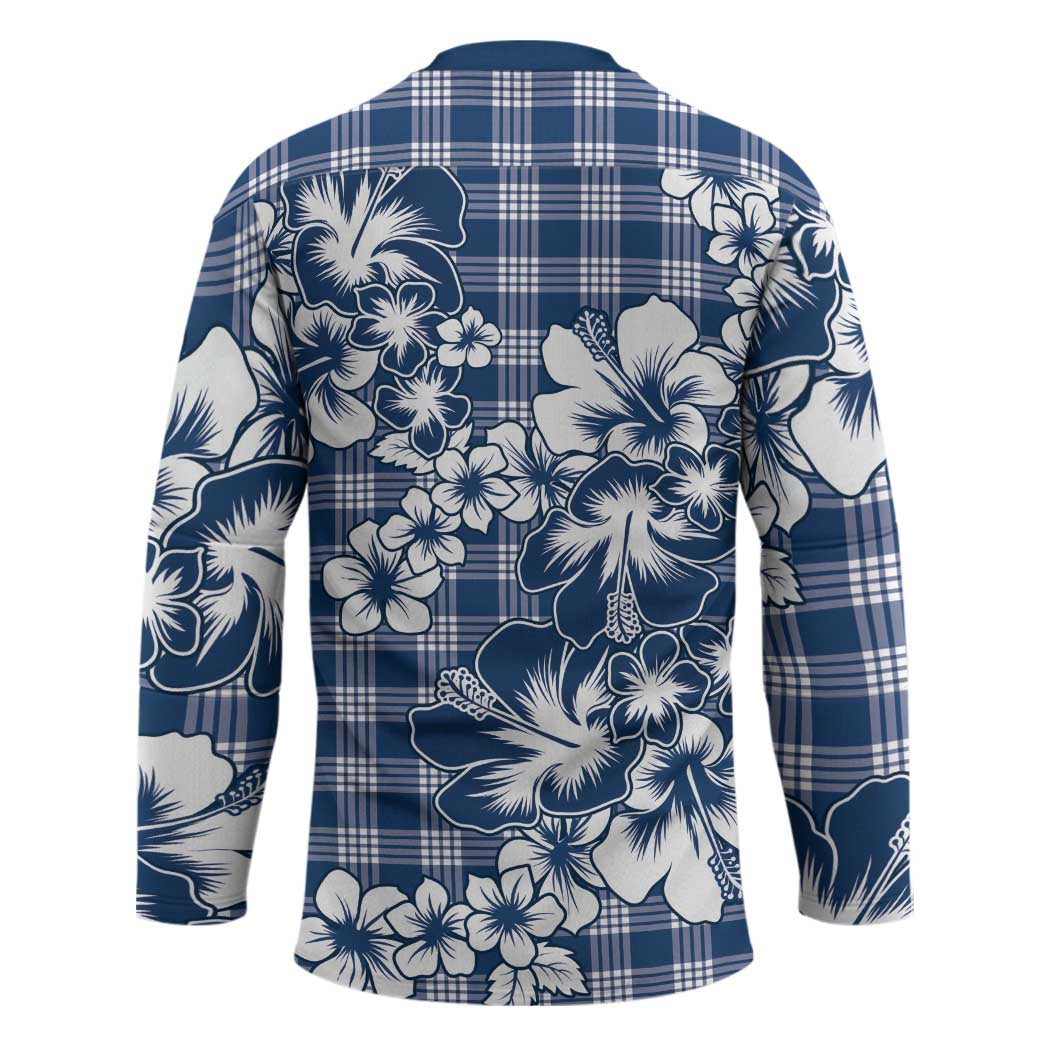 Hibiscus Pakala Cobalt Blue Royal Hockey Jersey Tropical Floral Stylized LT01 - Polynesian Pride