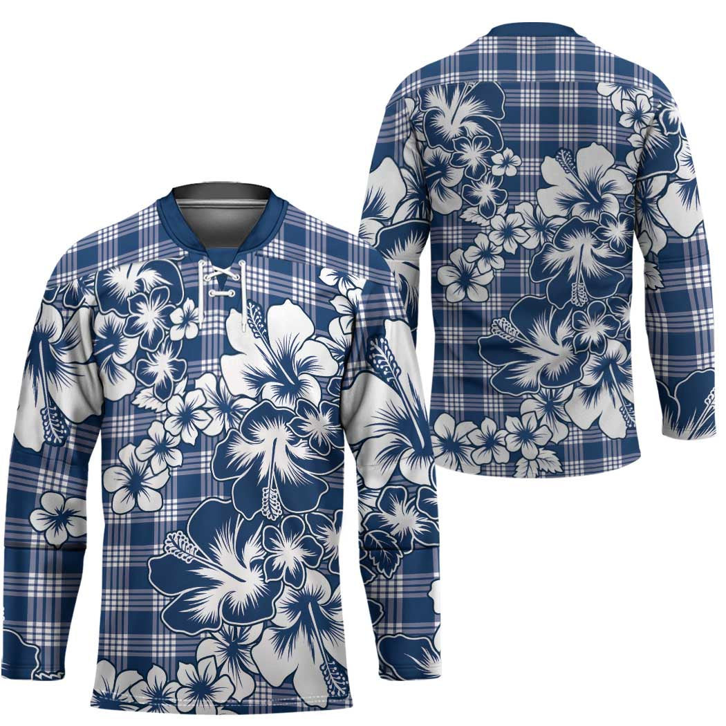 Hibiscus Pakala Cobalt Blue Royal Hockey Jersey Tropical Floral Stylized LT01 - Polynesian Pride