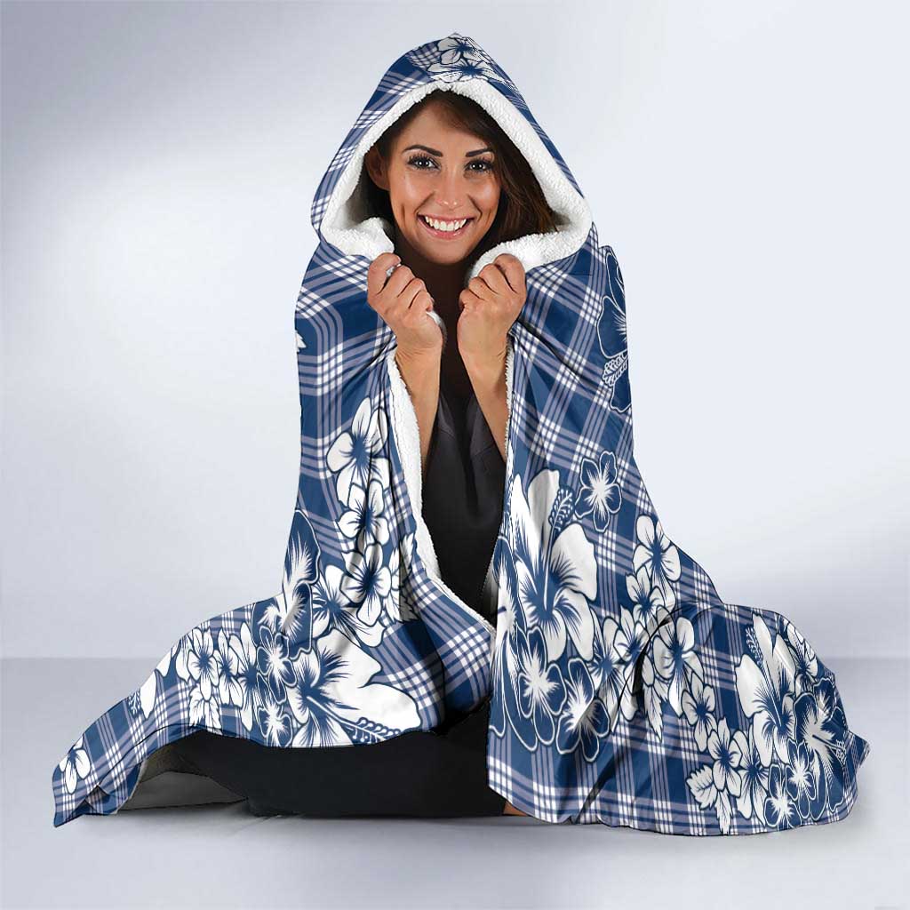 Hibiscus Pakala Cobalt Blue Royal Hooded Blanket Tropical Floral Stylized - Polynesian Pride