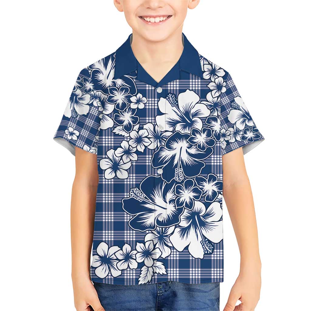 Hibiscus Pakala Cobalt Blue Royal Kid Hawaiian Shirt Tropical Floral Stylized LT01 Kid Blue - Polynesian Pride