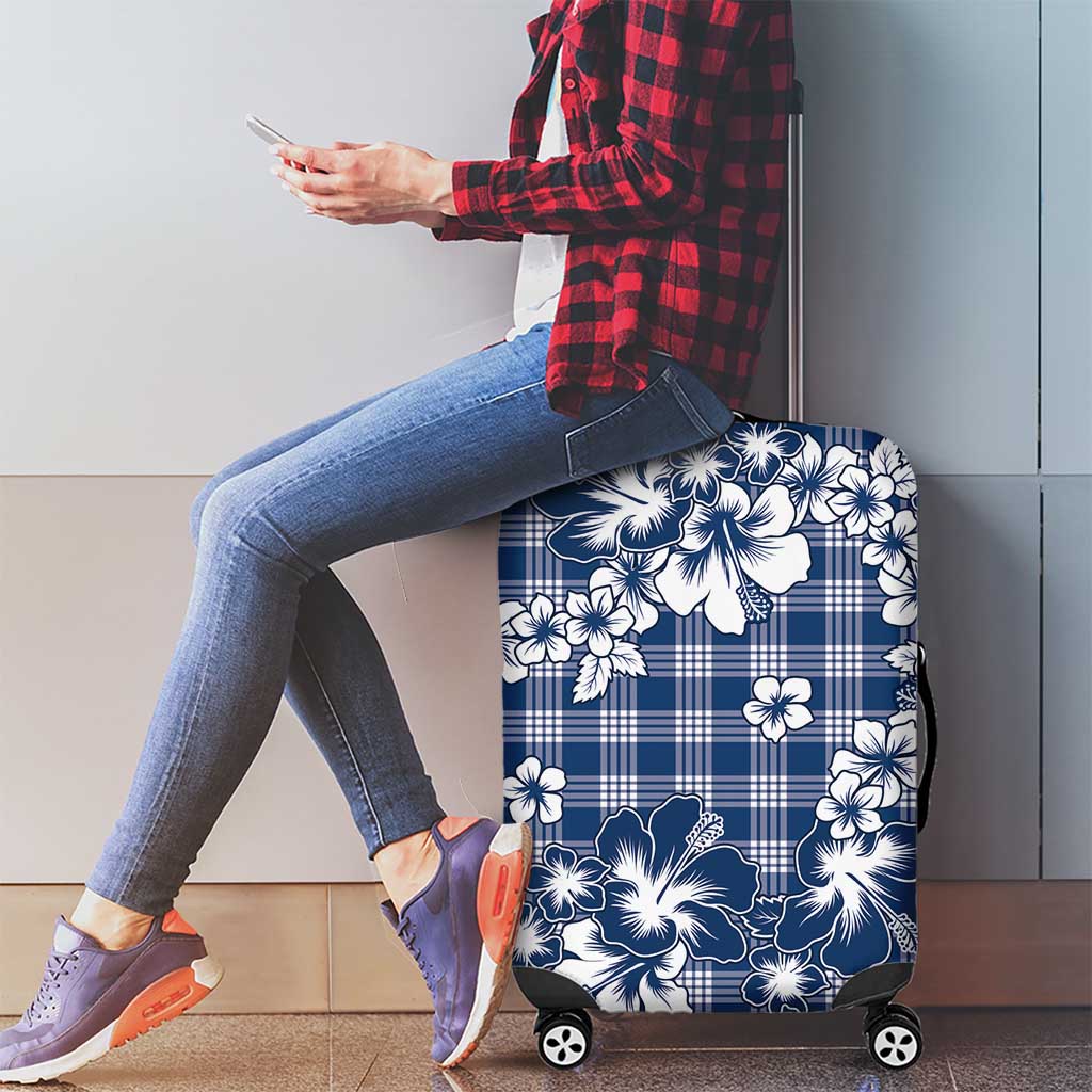 Hibiscus Pakala Cobalt Blue Royal Luggage Cover Tropical Floral Stylized - Polynesian Pride
