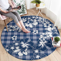 Hibiscus Pakala Cobalt Blue Royal Round Carpet Tropical Floral Stylized LT01 - Polynesian Pride