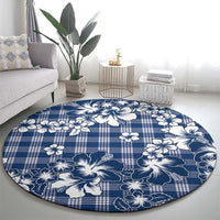 Hibiscus Pakala Cobalt Blue Royal Round Carpet Tropical Floral Stylized LT01 - Polynesian Pride