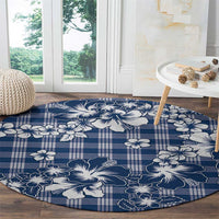 Hibiscus Pakala Cobalt Blue Royal Round Carpet Tropical Floral Stylized LT01 - Polynesian Pride