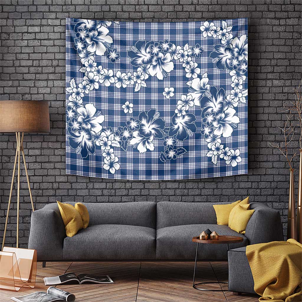 Hibiscus Pakala Cobalt Blue Royal Tapestry Tropical Floral Stylized - Polynesian Pride