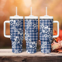 Hibiscus Pakala Cobalt Blue Royal Tumbler With Handle Tropical Floral Stylized - Polynesian Pride