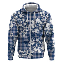 Hibiscus Pakala Cobalt Blue Royal Zip Hoodie Tropical Floral Stylized LT01 Zip Hoodie Blue - Polynesian Pride
