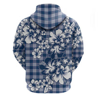 Hibiscus Pakala Cobalt Blue Royal Zip Hoodie Tropical Floral Stylized LT01 - Polynesian Pride