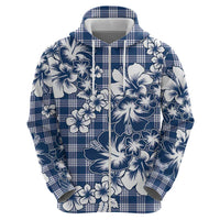 Hibiscus Pakala Cobalt Blue Royal Zip Hoodie Tropical Floral Stylized LT01 - Polynesian Pride