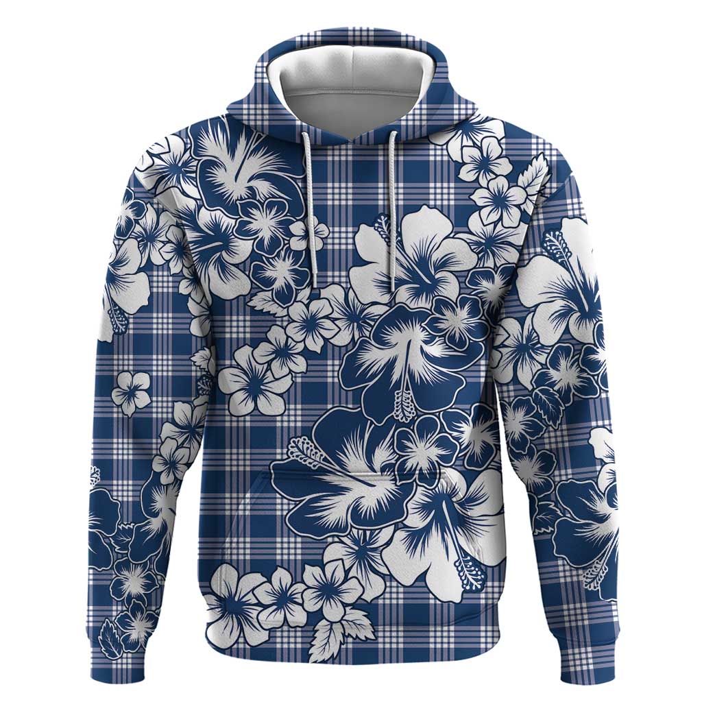 Hibiscus Pakala Cobalt Blue Royal Zip Hoodie Tropical Floral Stylized LT01 Pullover Hoodie Blue - Polynesian Pride