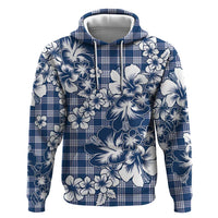 Hibiscus Pakala Cobalt Blue Royal Zip Hoodie Tropical Floral Stylized LT01 Pullover Hoodie Blue - Polynesian Pride