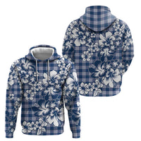 Hibiscus Pakala Cobalt Blue Royal Zip Hoodie Tropical Floral Stylized LT01 - Polynesian Pride