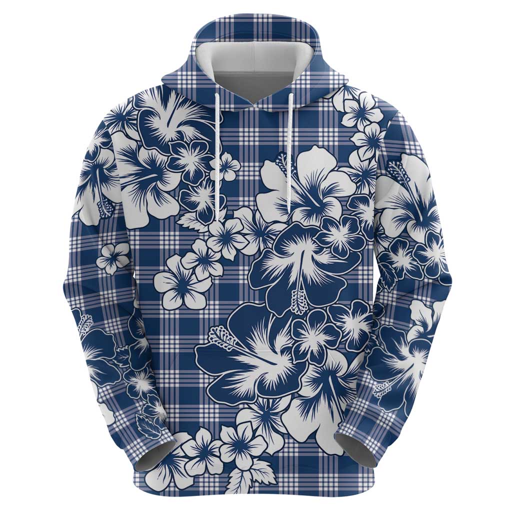 Hibiscus Pakala Cobalt Blue Royal Zip Hoodie Tropical Floral Stylized LT01 - Polynesian Pride