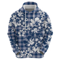Hibiscus Pakala Cobalt Blue Royal Zip Hoodie Tropical Floral Stylized LT01 - Polynesian Pride
