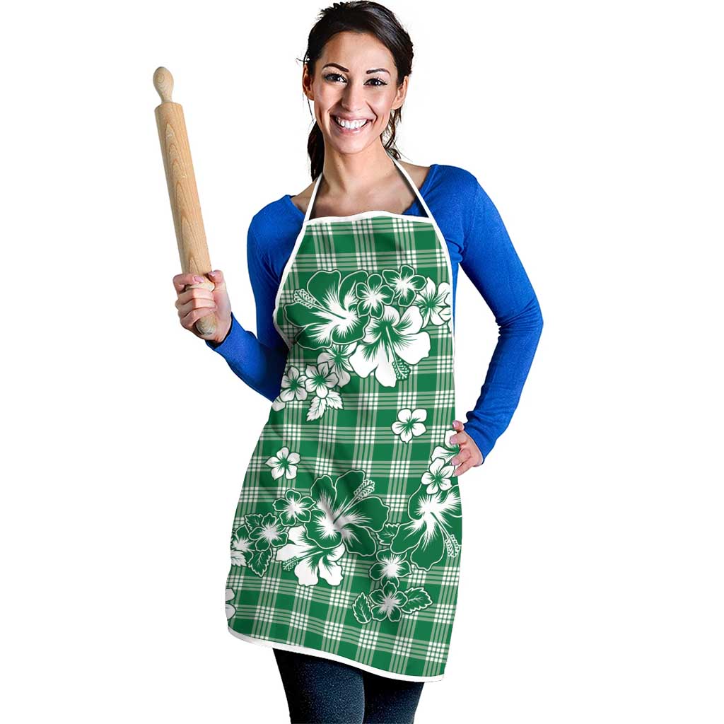 Hibiscus Pakala Emerald Green Apron Tropical Floral Stylized - Polynesian Pride