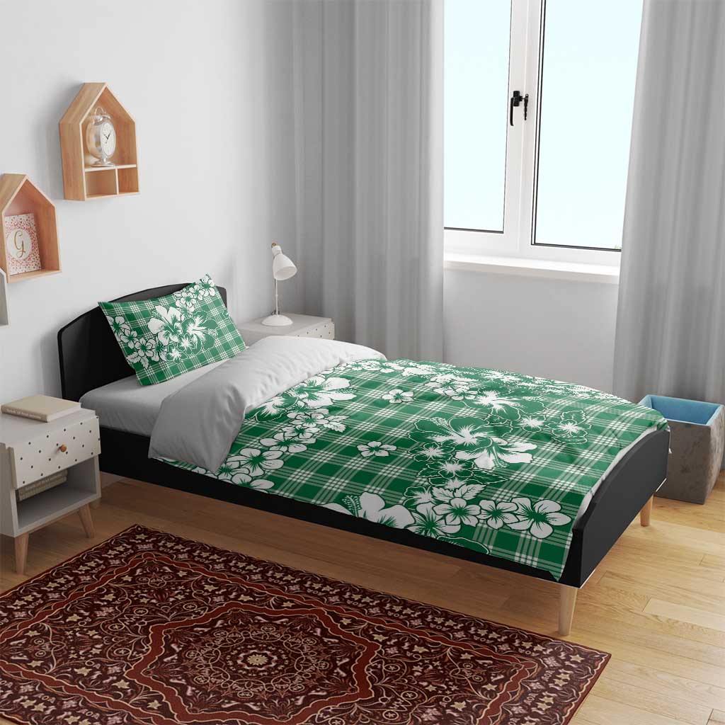 Hibiscus Pakala Emerald Green Bedding Set Tropical Floral Stylized - Polynesian Pride
