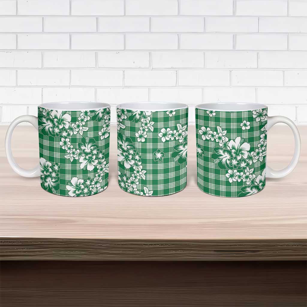 Hibiscus Pakala Emerald Green Ceramic Mug Tropical Floral Stylized - Polynesian Pride