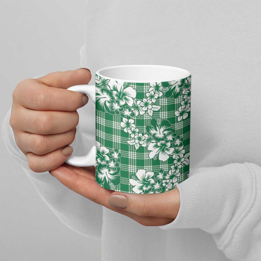 Hibiscus Pakala Emerald Green Ceramic Mug Tropical Floral Stylized - Polynesian Pride