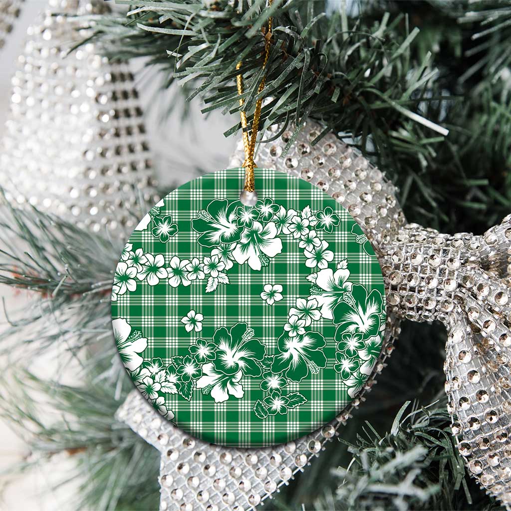Hibiscus Pakala Emerald Green Ceramic Ornament Tropical Floral Stylized - Polynesian Pride