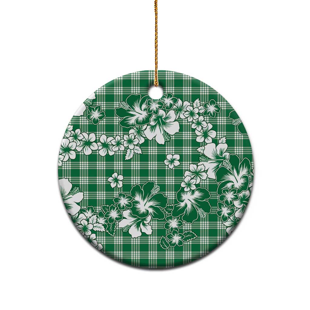 Hibiscus Pakala Emerald Green Ceramic Ornament Tropical Floral Stylized - Polynesian Pride