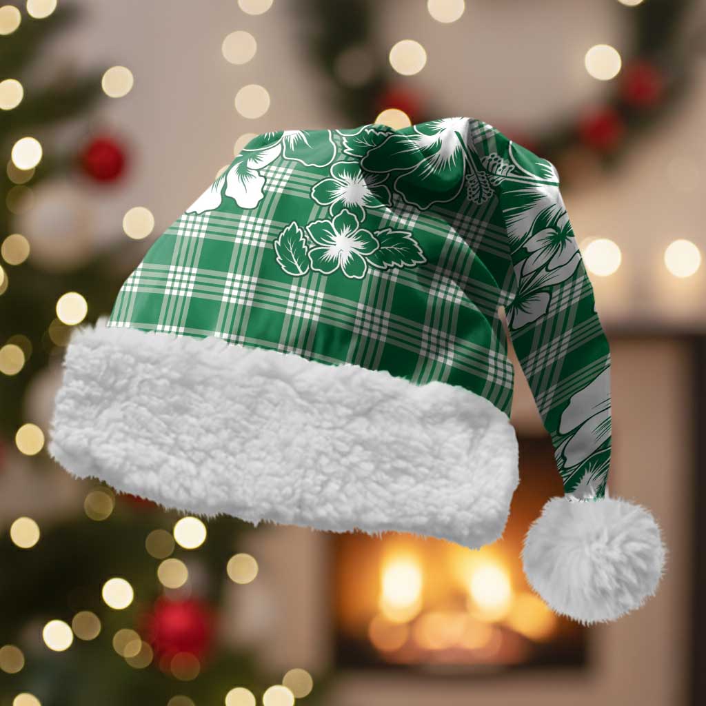 Hibiscus Pakala Emerald Green Christmas Santa Hat Tropical Floral Stylized - Polynesian Pride