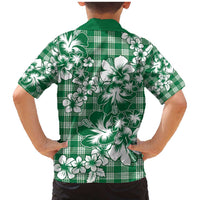 Hibiscus Pakala Emerald Green Family Matching Mermaid Dress and Hawaiian Shirt Tropical Floral Stylized LT01 - Polynesian Pride
