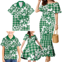 Hibiscus Pakala Emerald Green Family Matching Mermaid Dress and Hawaiian Shirt Tropical Floral Stylized LT01 - Polynesian Pride