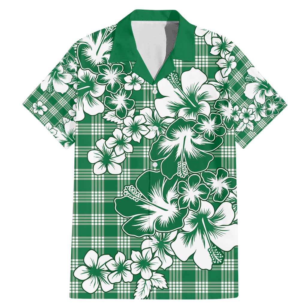 Hibiscus Pakala Emerald Green Family Matching Mermaid Dress and Hawaiian Shirt Tropical Floral Stylized LT01 Dad's Shirt - Short Sleeve Green - Polynesian Pride