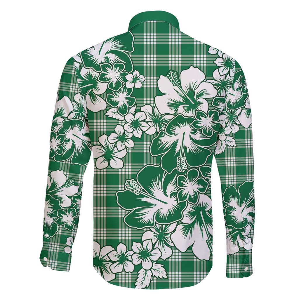 Hibiscus Pakala Emerald Green Family Matching Off Shoulder Maxi Dress and Hawaiian Shirt Tropical Floral Stylized LT01 - Polynesian Pride