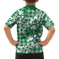 Hibiscus Pakala Emerald Green Family Matching Off Shoulder Short Dress and Hawaiian Shirt Tropical Floral Stylized LT01 - Polynesian Pride