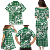 Hibiscus Pakala Emerald Green Family Matching Puletasi and Hawaiian Shirt Tropical Floral Stylized LT01 - Polynesian Pride