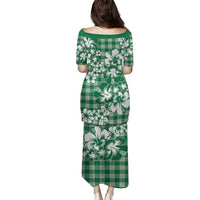 Hibiscus Pakala Emerald Green Family Matching Puletasi and Hawaiian Shirt Tropical Floral Stylized LT01 - Polynesian Pride