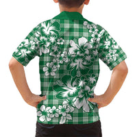 Hibiscus Pakala Emerald Green Family Matching Short Sleeve Bodycon Dress and Hawaiian Shirt Tropical Floral Stylized LT01 - Polynesian Pride