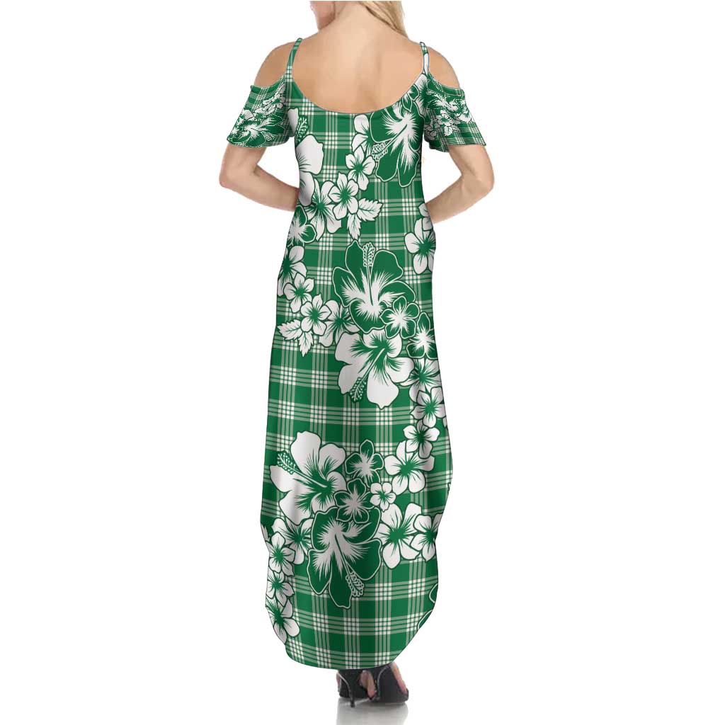 Hibiscus Pakala Emerald Green Family Matching Summer Maxi Dress and Hawaiian Shirt Tropical Floral Stylized LT01 - Polynesian Pride