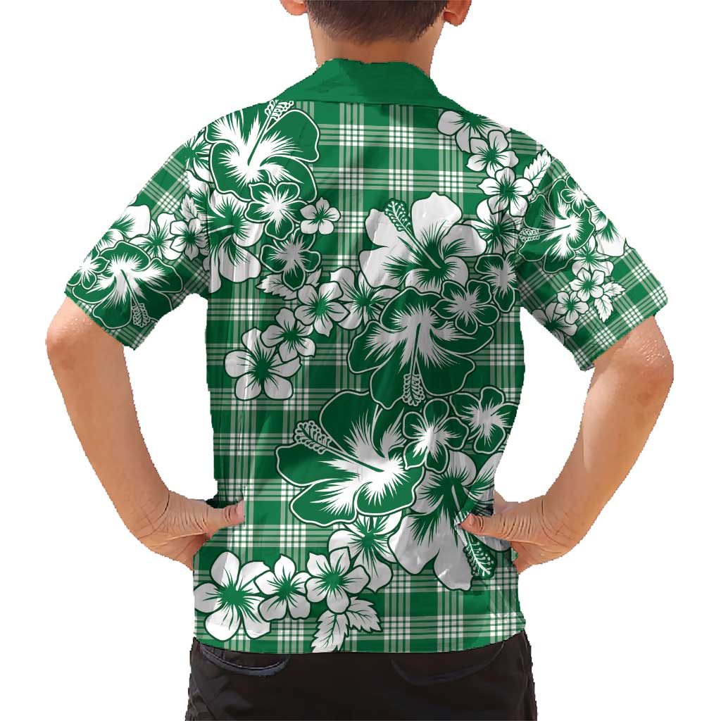 Hibiscus Pakala Emerald Green Kid Hawaiian Shirt Tropical Floral Stylized - Polynesian Pride