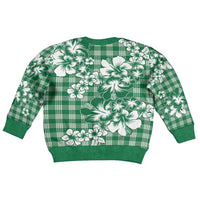 Hibiscus Pakala Emerald Green Kid Ugly Christmas Sweater Tropical Floral Stylized - Polynesian Pride