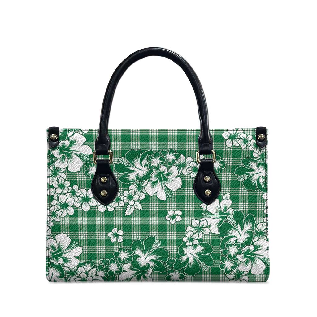 Hibiscus Pakala Emerald Green Leather Bag Tropical Floral Stylized - Polynesian Pride