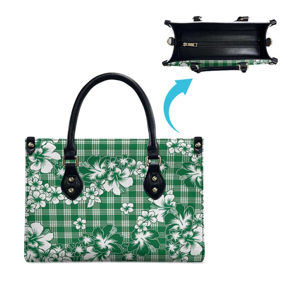 Hibiscus Pakala Emerald Green Leather Bag Tropical Floral Stylized - Polynesian Pride