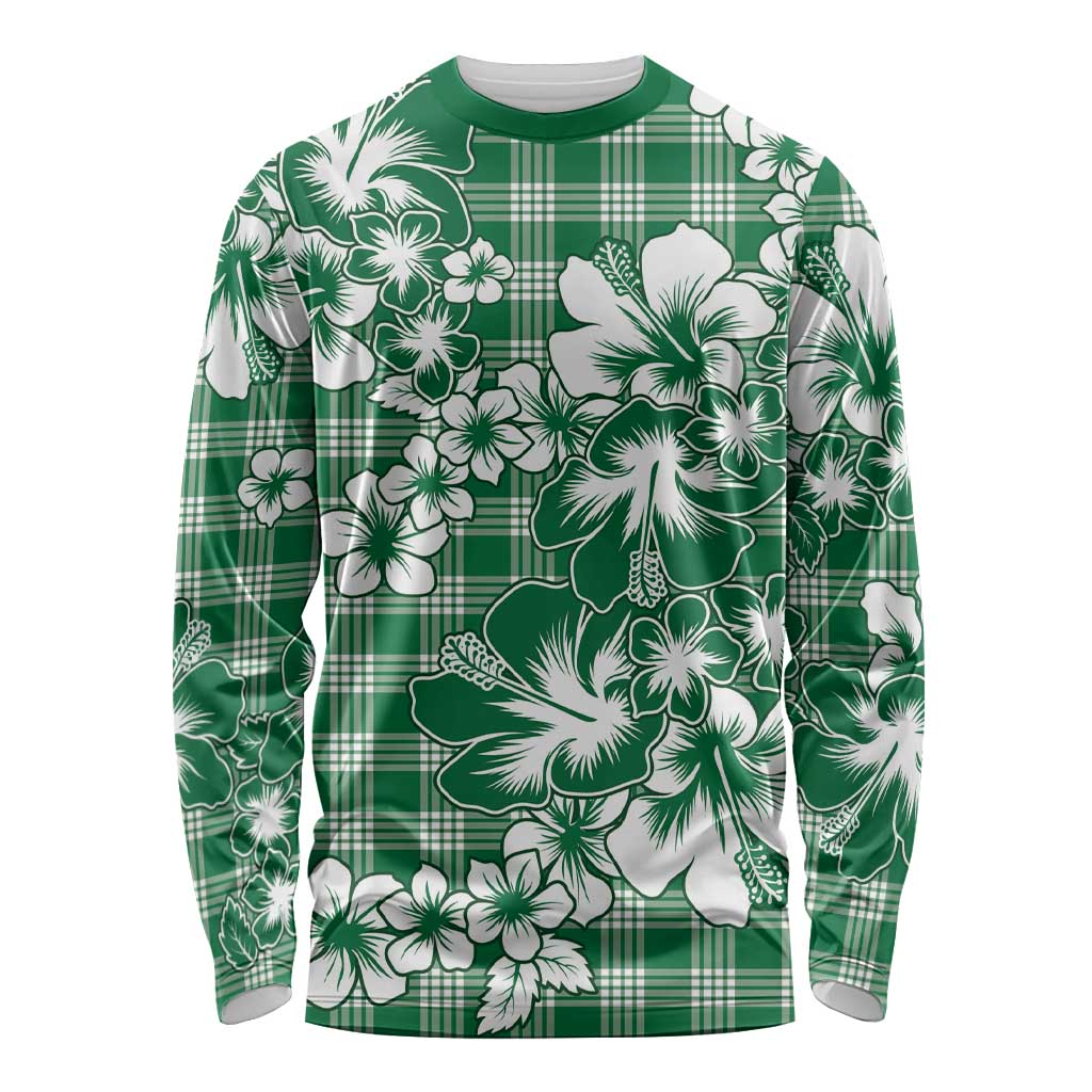 Hibiscus Pakala Emerald Green Long Sleeve Shirt Tropical Floral Stylized LT01 Unisex Green - Polynesian Pride