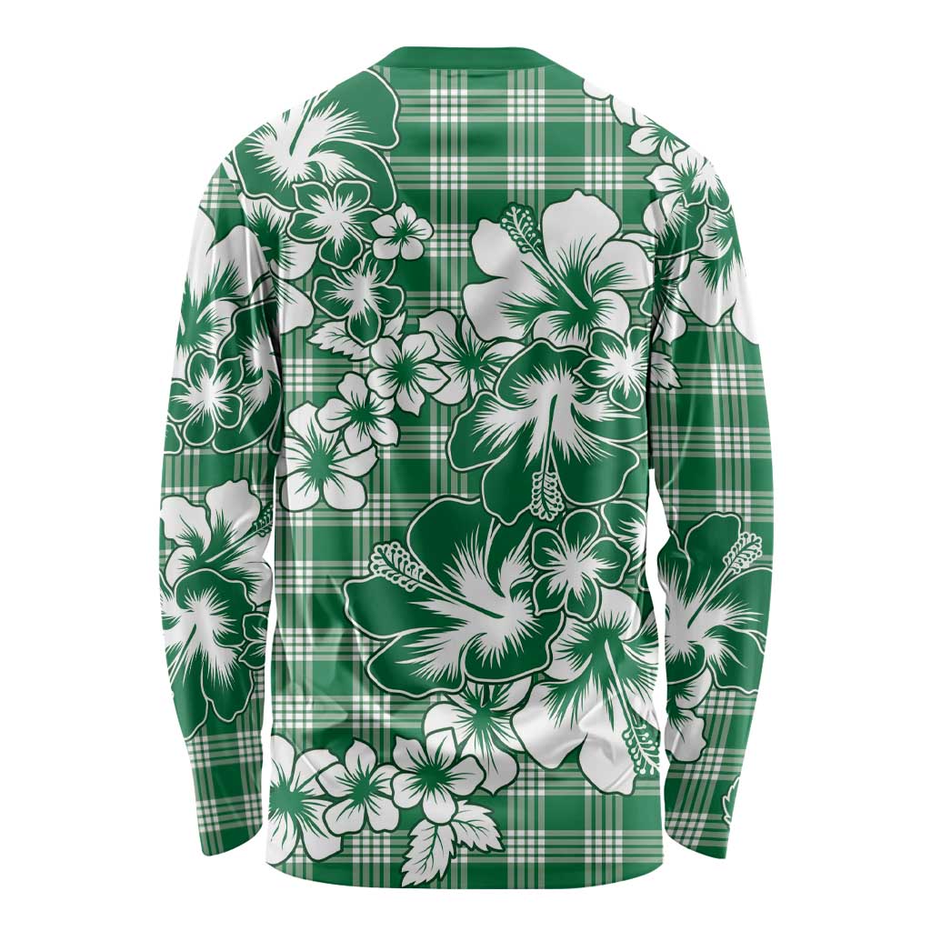 Hibiscus Pakala Emerald Green Long Sleeve Shirt Tropical Floral Stylized LT01 - Polynesian Pride