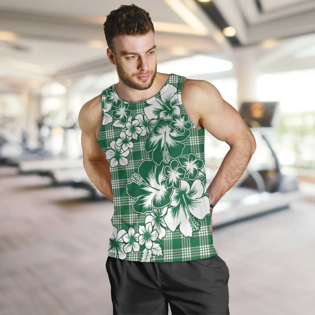 Hibiscus Pakala Emerald Green Men Tank Top Tropical Floral Stylized LT01 Green - Polynesian Pride