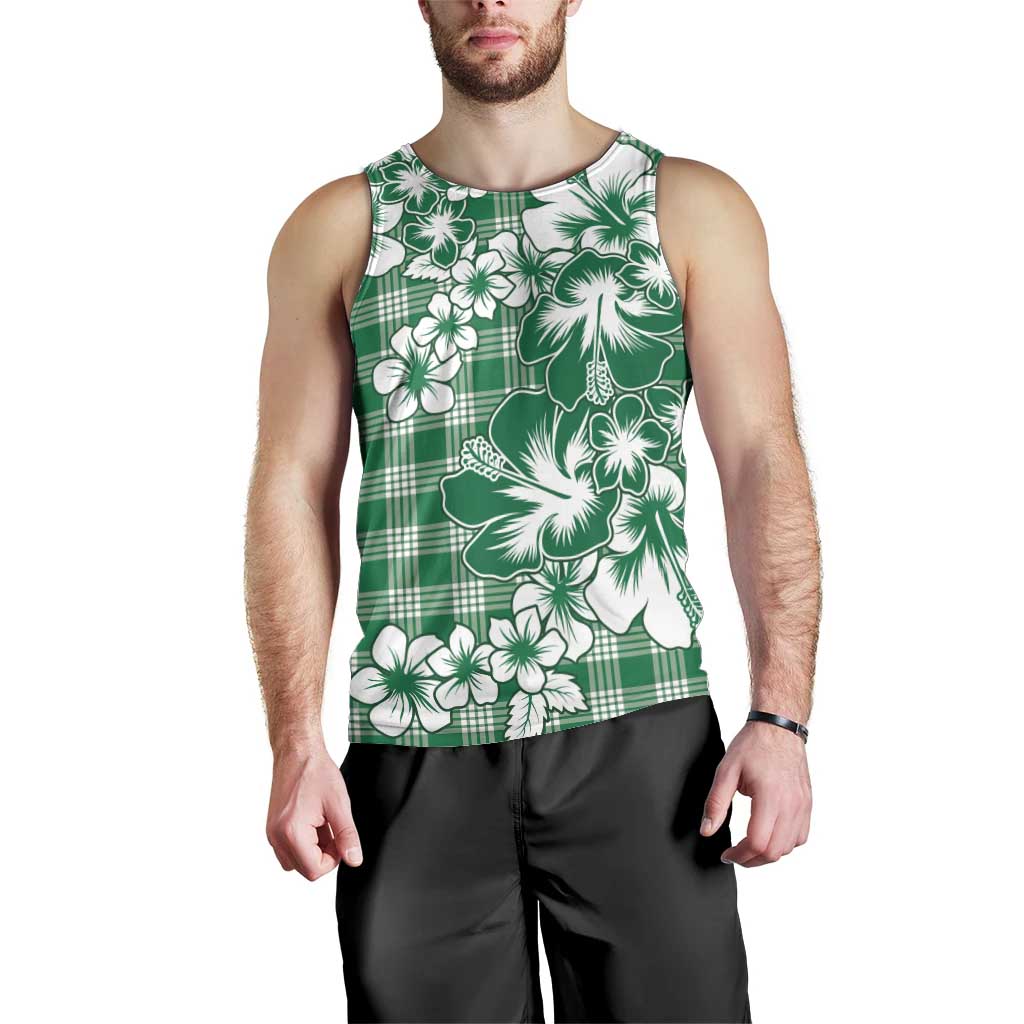 Hibiscus Pakala Emerald Green Men Tank Top Tropical Floral Stylized LT01 - Polynesian Pride