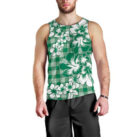 Hibiscus Pakala Emerald Green Men Tank Top Tropical Floral Stylized LT01 - Polynesian Pride