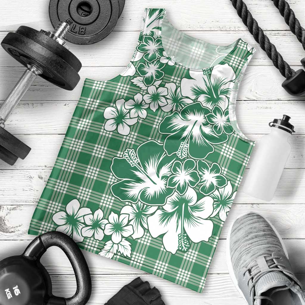 Hibiscus Pakala Emerald Green Men Tank Top Tropical Floral Stylized LT01 - Polynesian Pride