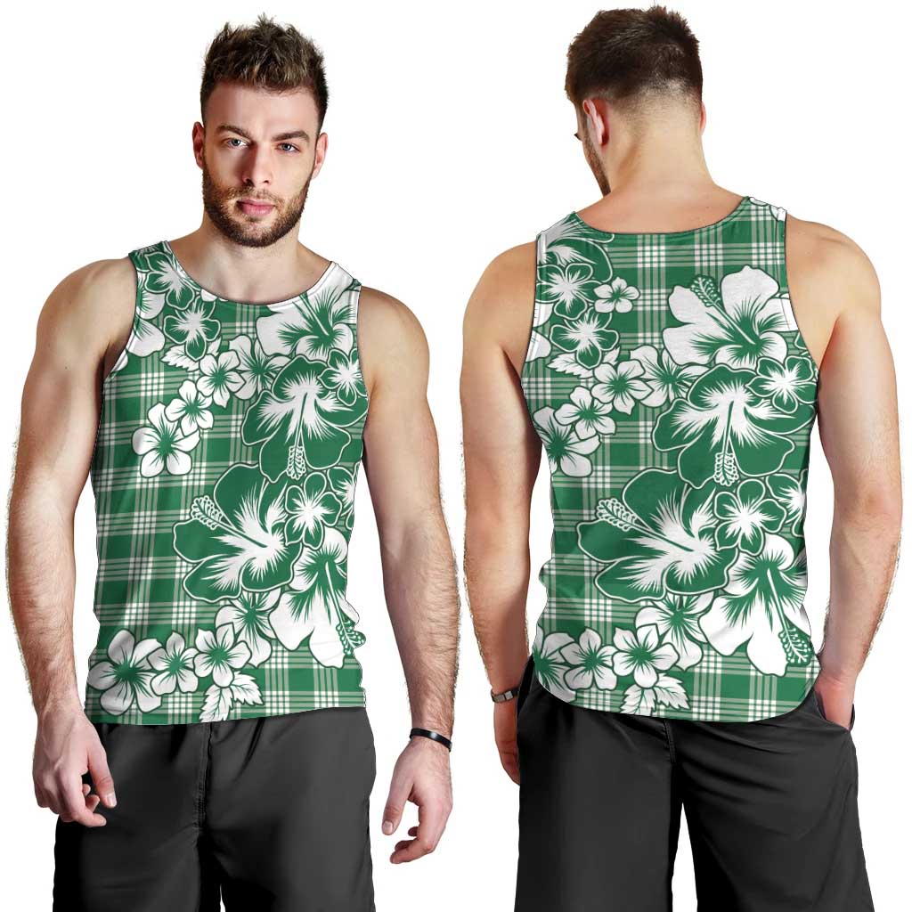 Hibiscus Pakala Emerald Green Men Tank Top Tropical Floral Stylized LT01 - Polynesian Pride