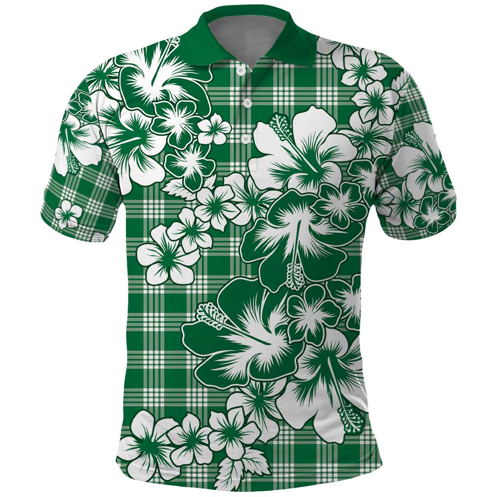 Hibiscus Pakala Emerald Green Polo Shirt Tropical Floral Stylized LT01 Green - Polynesian Pride