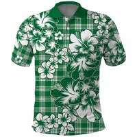 Hibiscus Pakala Emerald Green Polo Shirt Tropical Floral Stylized LT01 Green - Polynesian Pride